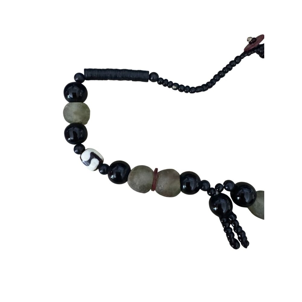 Ethnic Tribal Prehnite & Tagua Nut Beaded Necklace With Glass Accents - Picture 8 of 8